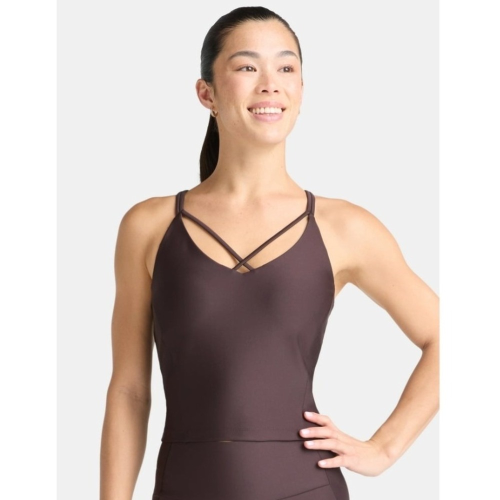 Avia Shine Longline Strappy Sports‎ Bra XXXL (22) Brown Medium Impact New NWT